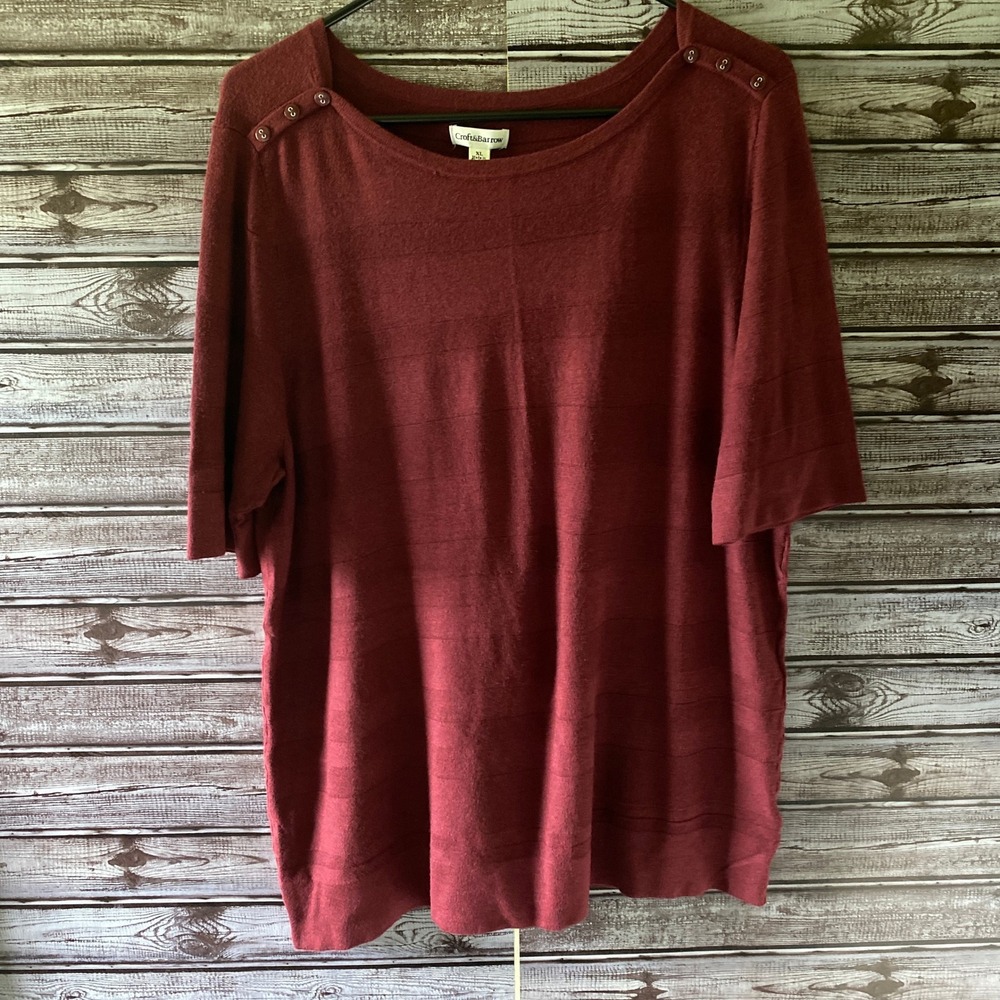 Croft & Barrow Women's Short-Sleeved Knit Top Size XL Jazzberry NWT
